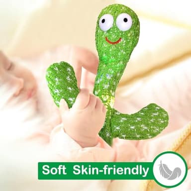 Pbooo Dancing Talking Cactus Mimicking Toy,Talking Repeat Singing Sunny Cactus Toy 120 Pcs Songs for Baby 15S Record Your Sound Sing+Dancing+Recording+LED - Image 7