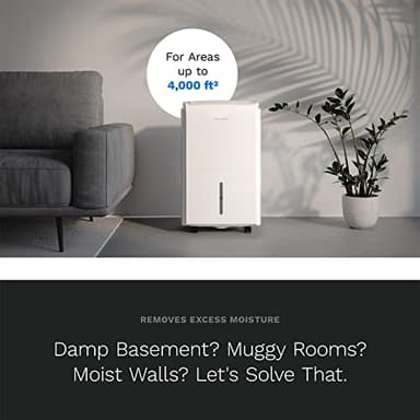 hOmeLabs 4000 Sq. Ft. Dehumidifier with Pump - Ideal for Large Rooms, Home Basements and Whole House - Powerful Moisture Removal and Humidity Control - 50 Pint Capacity - Image 4
