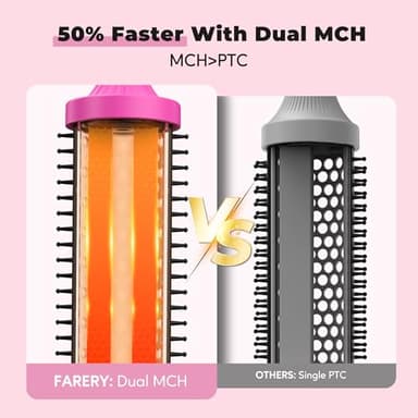 Farery 1.5-Inch Thermal Brush - Ceramic Ionic Heated Round Brush for 90's Full-Bodied Style, Volumizing, Smooth Hair & Natural Curls, Dual MCH Heating, Digital Display, 9 Temperature, Dual Voltage - Image 4