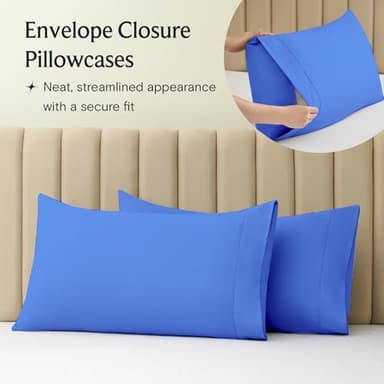 LuxClub 4 PC Sheet Set Bed Sheets Deep Pockets 16" Eco Friendly Wrinkle Free Cooling Machine Washable Hotel Bedding Silky Soft - Marine Blue King - Image 7