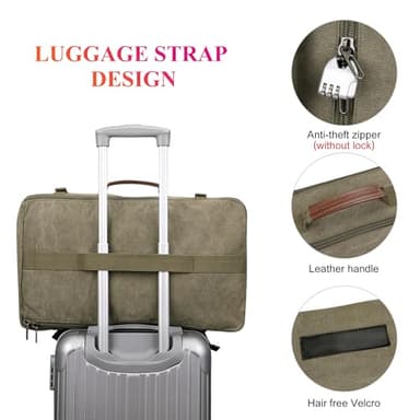 WITZMAN Canvas Backpack Vintage Travel Backpack Large Laptop Bags Convertible Shoulder Rucksack(A519-1 Classic Light Green) - Image 5