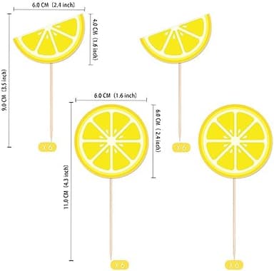 Gexolenu 24 Pcs Lemon Cupcake Toppers Glitter Fruit Theme Summer Lemonade Cupcake Picks for Kid Baby Shower Party Decorations Boy Girl Birthday Cake Party Supplies - Image 4