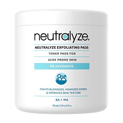 Neutralyze Exfoliating Acne Treatment Pads (100 Count) - Dual Textured Face Wipes with 2% Salicylic Acid & 2% Mandelic Acid - Toner Pads for Acne Prone Skin, Face & Body Wipes for Teens & Adults - Image 1