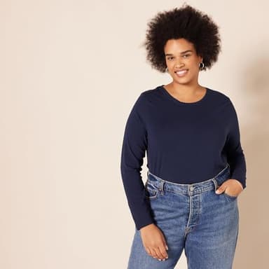 Amazon Essentials Women's Regular-Fit Long-Sleeve Crewneck T-Shirt (Available in Plus Size), Navy, X-Small - Image 6