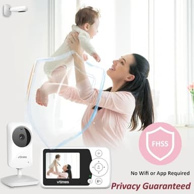 VTimes Baby Monitor with Camera and Audio, 2.4" LCD Screen Video Baby Monitor No WiFi Night Vision, Portable Baby Camera Monitor VOX Pan-Tilt-Zoom Alarm and 1000ft, Ideal for Baby/Elderly/Pet - Image 8