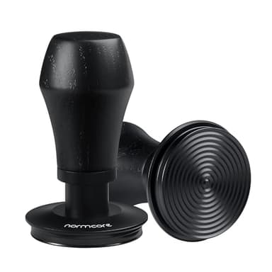 Normcore 53.3mm Espresso Coffee Tamper V4 - Spring Loaded Tamper With Titanium PVD Coating Ripple Base -15lb / 25lb / 30lbs Replacement Springs, Genuine Black Oak Wood Handle - Image 1