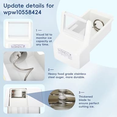Upgraded WPW10558424 for Whirlpool Ice Maker Replacement, Refrigerator Ice Bucket Replacement with Whirlpool Replacement Ice Maker, Compatible with Whirlpool Kenmore Maytag Amana Refrigerator - Image 4