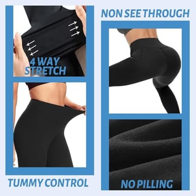Sundwudu 5 Pack Leggings with Pockets for Women - Tummy Control High Waisted Soft Black Workout Yoga Pants - Image 4