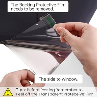 One Way Privacy Window Film - Reflective Sun Blocking Window Tint Clings for Daytime Privacy & UV Protection, Includes 3 Tools, Silver(35.4"x78.7") - Image 6