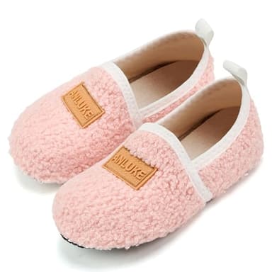 ANLUKE Kids Toddler Slippers Boys Girls Indoor House Shoes Non-Slip Slippers Socks Outdoor Warm Walking Shoes (Pink 18/19) - Image 2