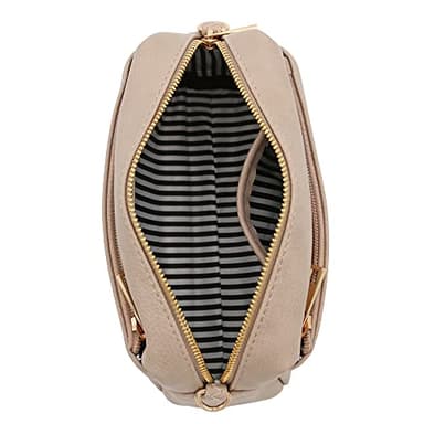 FashionPuzzle Triple Zip Small Crossbody Bag (Beige Brick) - Image 5