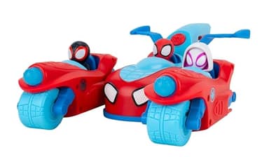 Jazwares Marvel Spidey and His Amazing Friends Spidey Team Split Racer - 8.5-Inch Three-in-One Vehicle with Web Darts, Sound Effects, and Phrases - Image 1