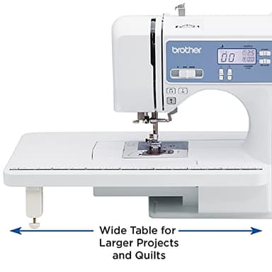 Brother Sewing and Quilting Machine, Computerized, 165 Built-in Stitches, LCD Display, Wide Table, 8 Included Presser Feet, White, 20x12x17 - Image 2