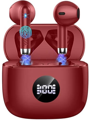 Wireless Earbuds, Bluetooth 5.4 Headphones LED Power Display Ear Buds Bass Stereo, Bluetooth Earbuds in-Ear Noise Cancelling Mic, 40H Playback Mini Case IP7 Waterproof Sports Earphones for Android iOS - Image 1