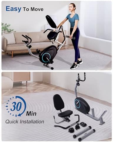 Recumbent Exercise Bike for Seniors - 400LB Weight Capacity Recumbent Bikes with Comfortable Seat, Pulse Sensor, 16-level Resistance, LCD Monitor - Image 5