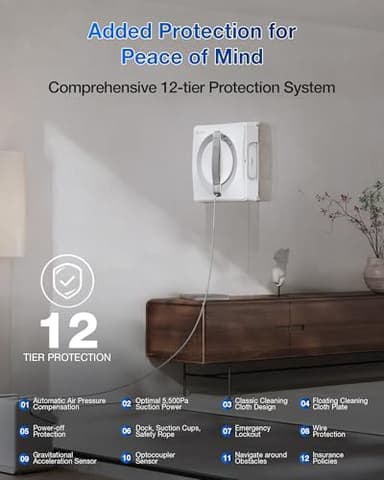 ECOVACS WINBOT W2 PRO Omni Portable Window Cleaning Robot with Multi-Functional Station, Charging While Working, Intelligent Cleaning with Triple Nozzle Water Sprayer, 12-Level Protection - Image 7