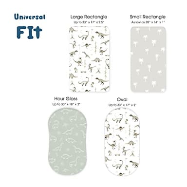 Ultra Soft Stretchy Jersey Knit Fitted Bassinet Sheets 3 Pack, Universal Fitted for Baby Cradle Moses Basket Oval Rectangle Mattress Safe and Snug, Bassinet Fitted Sheets for Boy, Dinosaur Print - Image 6