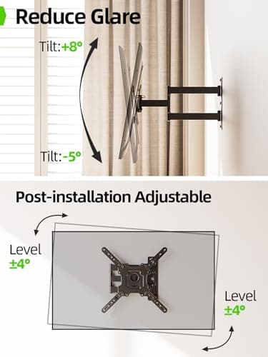 USX MOUNT UL Listed TV Wall Mount for Most 26-60 Inch TVs, Wall Mount TV Brackets with Swivel, Tilt, Rotating, Center Corner Design on Single Stud, Up to 77 lbs Max VESA 400x400mm - Image 6