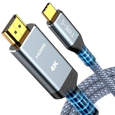 Highwings USB C to HDMI Cable 6FT (4K@60Hz), High Speed Type C to HDMI 2.0 Braided Cord, Thunderbolt 3/4/5 Compatible with iPhone 16/15 Series, MacBook Pro/Air, iPad, Surface, Galaxy, XPS, and More - Image 1