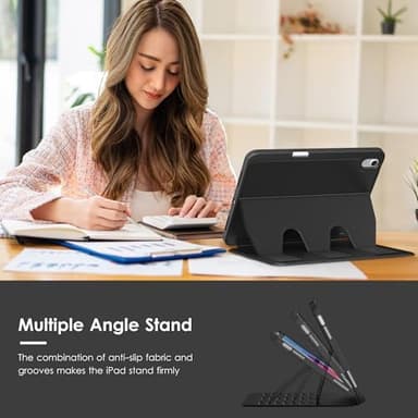 VIKESI Case for iPad (A16) 11-inch 2025 and iPad 10th/11th Generation 10.9 Inch 2022,Multiple Angles Magnetic Stand Cover,Shockproof Back,Pencil Holder,and Auto Sleep/Wake,Black - Image 6