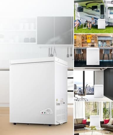 Chest Freezer 5.0 Cubic Feet, Deep Freezer with Removable Basket, 6 Level Adjustable Temperature from -18°F to 50°F, Manual Defrosting, Top Open Door, Suitable for Home, White - Image 7