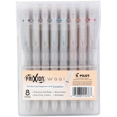 PILOT, FriXion Waai Erasable Gel Pens, 8 Pack Pouch, Extra Fine Point 0.5 mm, Assorted Colors - Image 1