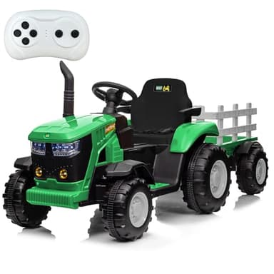 ACONEE Kids Ride on Tractor with Remote Control, 12V Battery Powered Electric Tractor and 35W Dual Motors for Kids Bluetooth Music/USB, 3-Gear-Shift, Safety Belt, 7-LED Lights, Green - Image 1