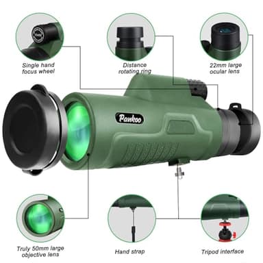 12x50 High-Power Monocular for Adults - Smartphone Adapter, Tripod, Hand Strap - Large BAK4 Prism & FMC Lens - Perfect for Bird Watching, Sports, Hiking, Traveling - Image 2