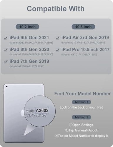 Hamile for iPad 9th Generation Case with Keyboard 10.2 Inch - Backlit Wireless Detachable Folio Keyboard Cover with Pencil Holder for iPad 8th Gen/7th Gen/iPad Pro 10.5"/iPad Air 3rd Gen (Gray) - Image 2