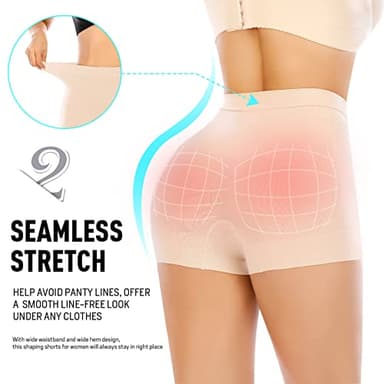 Seamless Shaping Boyshorts Panties for Women Tummy Control Shapewear Under Dress Slip Shorts Underwear (2 Pack Basic-5,M) - Image 4