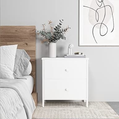 BOLUO White Nightstands Set of 2, 2 Drawer Dresser for Bedroom Night Stand Small Dresser End Table with Drawers Modern - Image 4