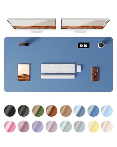 YSAGi Leather Desk Protector, Office Mat, Large Mouse Mat, Non-Slip PU Leather Blotter, Laptop Desk Mat, Waterproof Writing Pad for Office and Home (Sea Blue, 47.2" x 23.6") - Image 1
