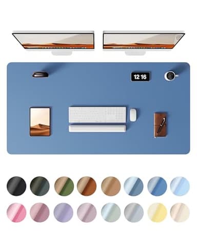 YSAGi Leather Desk Protector, Office Mat, Large Mouse Mat, Non-Slip PU Leather Blotter, Laptop Desk Mat, Waterproof Writing Pad for Office and Home (Sea Blue, 47.2" x 23.6") - Image 1