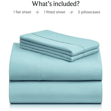 LuxClub 4 PC King Size Sheet Set Deep Pockets Wrinkle Free Cooling Sheets Machine Washable Hotel Bedding Silky Soft - Aqua King - Image 2