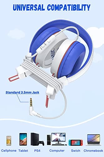 New bee Kids Headphones for School with Microphone KH20 HD Stereo Safe Volume Limited 85dB/94dB Foldable Lightweight On-Ear Headphone for PC/Mac/Android/Kindle/Tablet/Pad (White) - Image 5