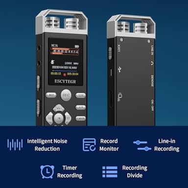 ESCYTEGR 144GB Digital Voice Activated Recorder 1536KBPS Audio Voice Recorder with Playback Recording Device Dictaphone Sound Tape Recorder with Password Protection for Lectures,Meetings - Image 3