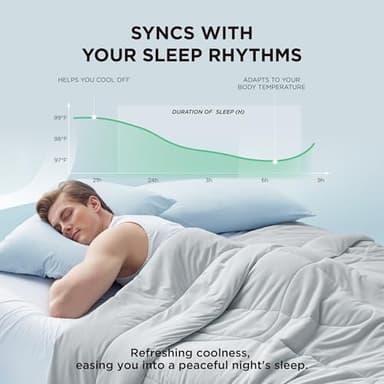 Bedsure Cooling Comforter Cal King - Cooling Blankets for Hot Sleepers, Lightweight Comforter for Summer with Dual-Sided Cool Tech, Soft Breathable Cold Blanket for Sleeping, Grey, 102x96 Inches - Image 2