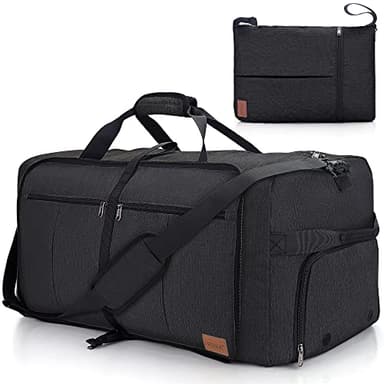 100L Travel Duffle Bag for Men, Urtala 32” Large Duffle Bag for Traveling with Shoe Compartment, Foldable Travel Duffel Bag Weekender Bag Gym Bag for Men Women Waterproof & Tear Resistant (Black) - Image 1