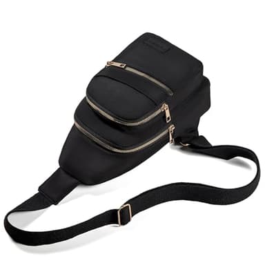 Small Crossbody Sling Backpack Sling Bag for Women, Chest Bag Daypack Fanny Pack Cross Body Bag for Outdoors Hiking Traveling - Gold Zipper - Image 5