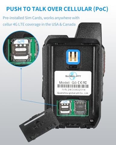 globalptt 2-Pack Global Walkie Talkies with Sim Cards - Handheld PoC Two Way Radios Unlimited Range - Rechargeable PTT Push to Talk Over Cellular Radio Long Range (G0) - Image 3