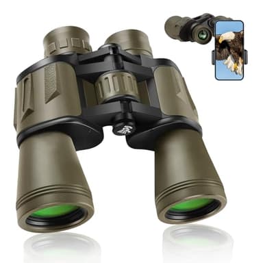 20x50 Binoculars for Adults High Powered, Military Compact HD Waterproof Binoculars with Low Light Vision for Bird Watching Travel Hunting Football Games Stargazing with Carrying Case and Strap(Mud) - Image 1
