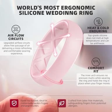 Egnaro Women's Rings Enhancers, 6mm Wide, 2mm Thick, Silicone Wedding Rubber Band with Half Size, Inner Arc Ergonomic Breathable Design - Image 2