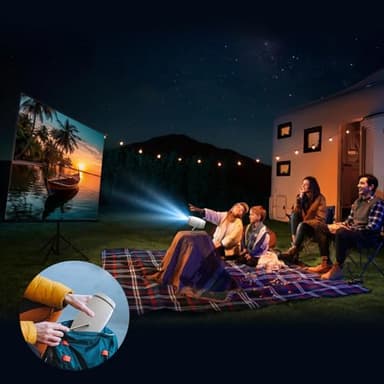 FEARWIKY Mini Portable Movie Projector with WiFi and Bluetooth, 4K 1080P Support, 180° Rotatable 130'' Screen, Auto Keystone Compatible with HDMI/USB/Smartphone/PC/Laptop - Image 8