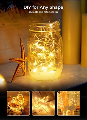 Brightown 12 Pack Led Fairy Lights Battery Operated String Lights Waterproof Silver Wire 7 Feet 20 Led Firefly Starry Moon Lights for DIY Wedding Party Bedroom - Image 4