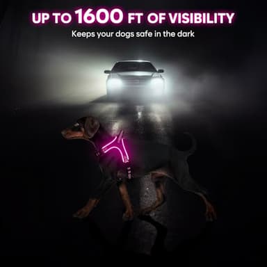 Light Up Dog Harness Rechargeable No Pull Rainproof Dog Vest with Handle for Night Walking, Lighted Dog Harness for Small Medium Large Dogs (Pink, M) - Image 2