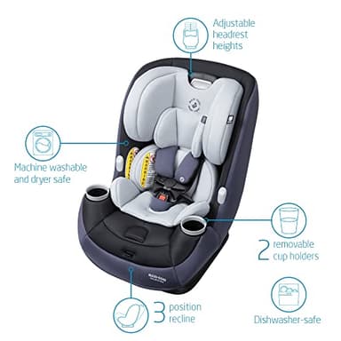 Maxi-Cosi Pria All-in-One Convertible Car Seat, Rear Facing Car Seat for Infants from 4-40 lbs, Forward Facing Car Seat up to 100 lbs in Booster Seat Mode, Midnight Slate - Image 3