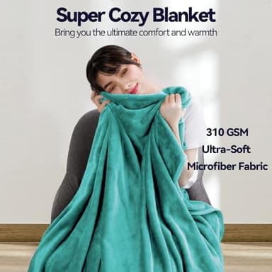 Fleece Blanket Lightweight Throw Blankets for Sofa,Couch,Bed,Super Soft Cozy Microfiber Blanket(Emerald Green，9090) - Image 4