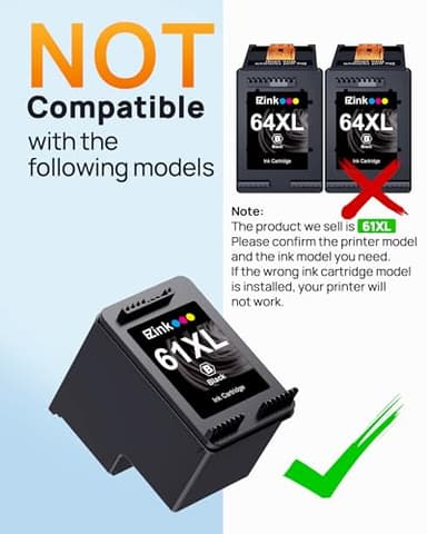 61XL Ink Cartridges Remanufactured Replacement for HP Ink 61, 61XL Ink Cartridges for HP Printers Envy 4500 5530 4502 4501 5535 OfficeJet 4630 4635 DeskJet 2540 1000 1010 1510 (2 Black) - Image 7