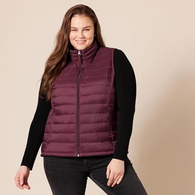Amazon Essentials Women's Lightweight Water-Resistant Packable Puffer Vest, Burgundy, X-Large - Image 6