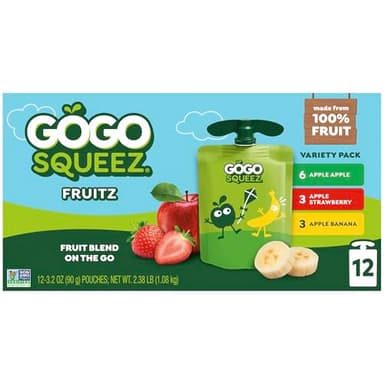 GoGo squeeZ Applesauce and Fruit Puree, Apple, Strawberry, & Banana, 3.2 oz (Pack of 12), Unsweetened Fruit Snacks for Kids, Gluten Free, Nut Free and BPA Free Pouches (Packaging May Vary) - Image 10